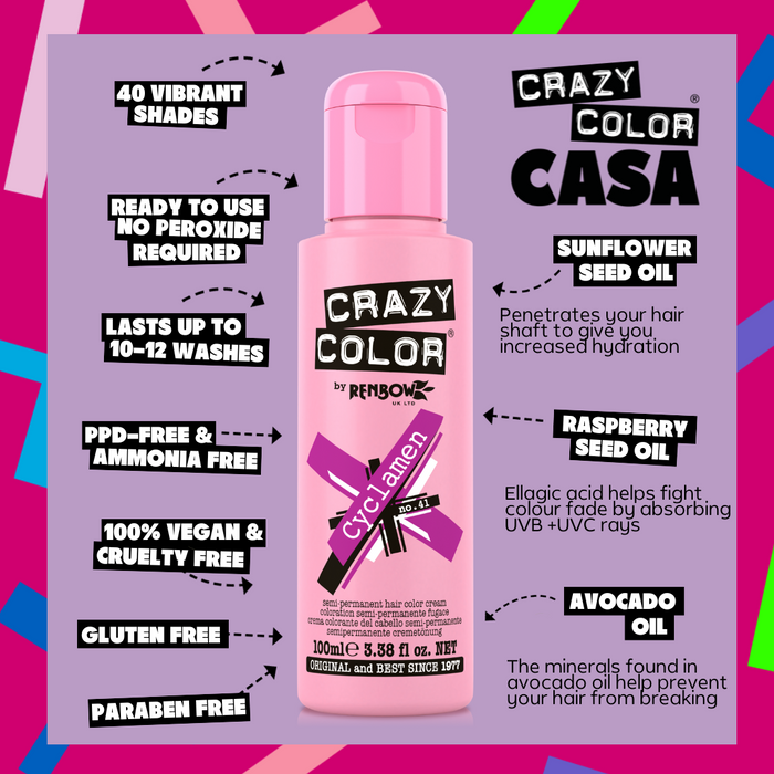 Cyclamen (Deep Pink) - Semi-Permanent Hair Dye - Crazy Color