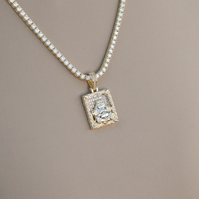 Diamond Buddha Pendant in Yellow Gold