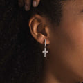Diamond Cross Hoop Earrings in White Gold - The GLD Shop