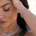 Diamond Cuban Chain + Bracelet Bundle in White Gold- 8.5mm