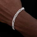 Diamond Figaro Bracelet in White Gold- 6mm