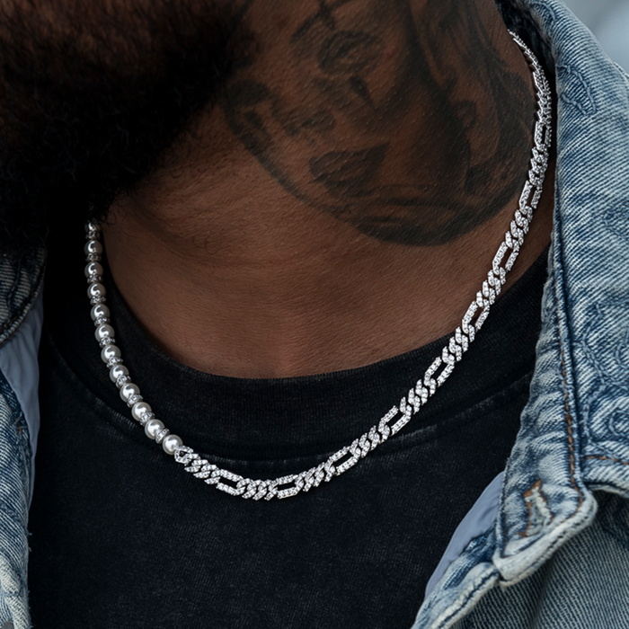 Diamond Figaro Pearl Chain