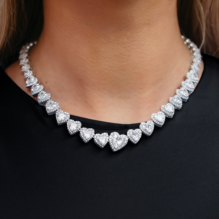 Diamond Heart Cluster Necklace + Earrings Set