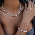 Diamond Mixed Oval Cut Tennis Necklace + Bracelet Bundle - 3mm