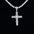 Diamond Pave Snake Link Cross Pendant in White Gold
