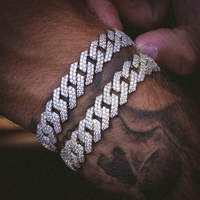 Diamond Prong Link Bracelet in White Gold - 12mm - The GLD Shop