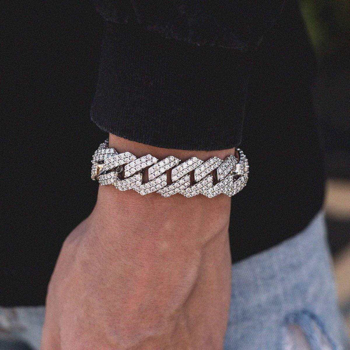 Diamond Prong Link Bracelet in White Gold - 19mm - The GLD Shop