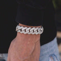 Diamond Prong Link Bracelet in White Gold - 19mm - The GLD Shop