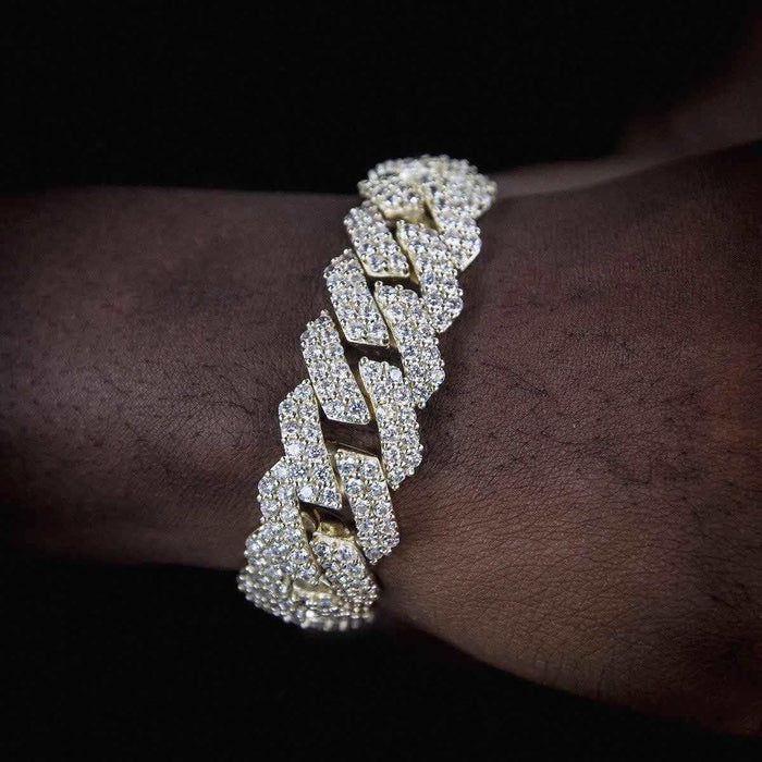 Diamond Prong Link Bracelet in Yellow Gold - 19mm - The GLD Shop