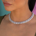 Diamond Prong Link Choker in White Gold - 12mm