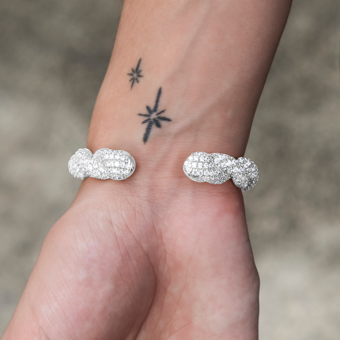 Diamond Rope Cuff Bracelet in White Gold- 10mm