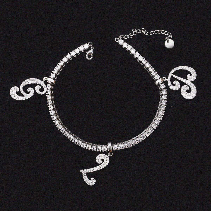 Diamond Script Font Anklet - The GLD Shop
