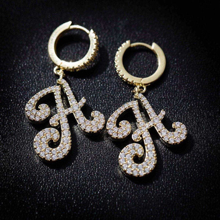 Diamond Script Font Earring - Single - The GLD Shop