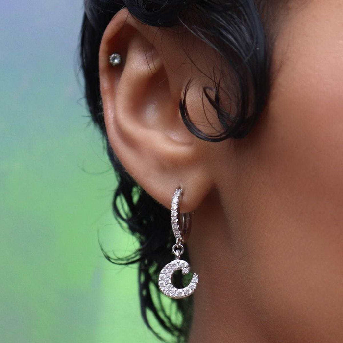 Diamond Script Lowercase Font Earring - Single - The GLD Shop