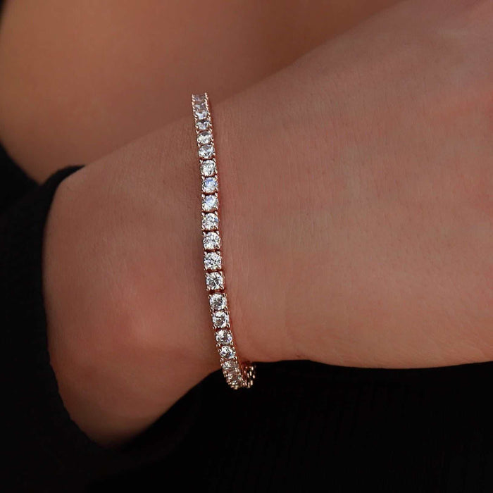 Round Cut Tennis Bracelet in Rose Gold - 3mm - The GLD Shop