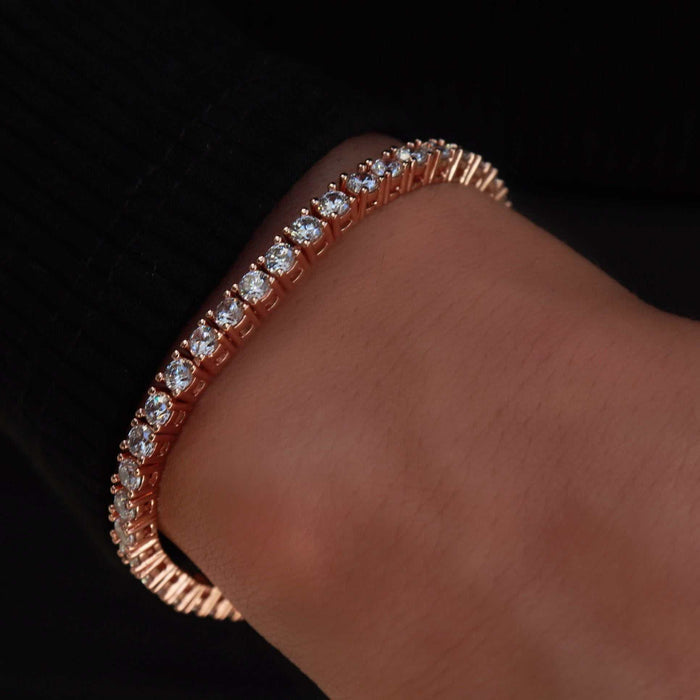 Round Cut Tennis Bracelet in Rose Gold - 3mm - The GLD Shop