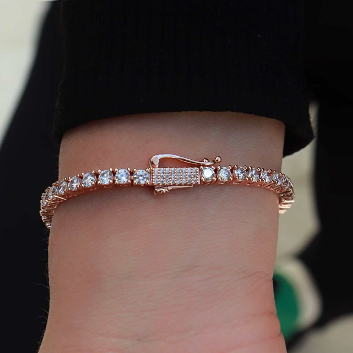 Round Cut Tennis Bracelet in Rose Gold - 3mm - The GLD Shop