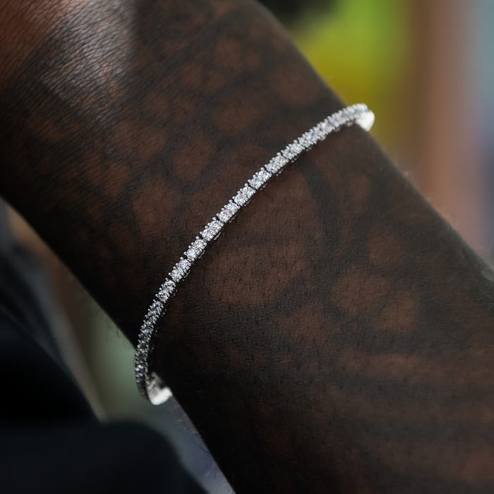 Round Cut Tennis Bracelet in White Gold- 2mm