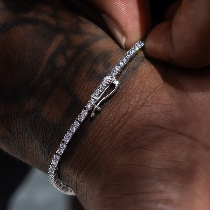 Diamond Tennis Chain + Bracelet Bundle in White Gold- 2mm