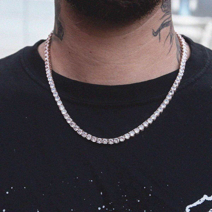 Round Cut Tennis Necklace in Rose Gold - 5mm - The GLD Shop