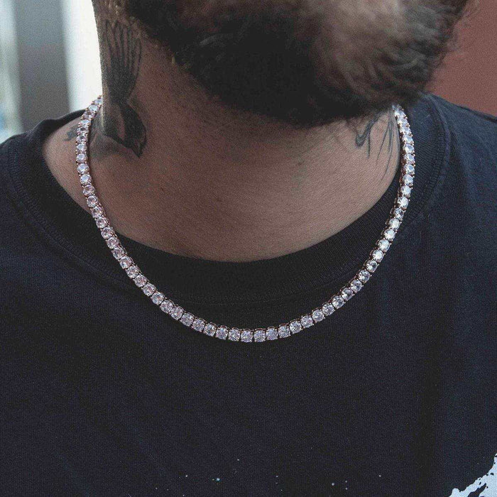 Round Cut Tennis Necklace in Rose Gold - 5mm - The GLD Shop