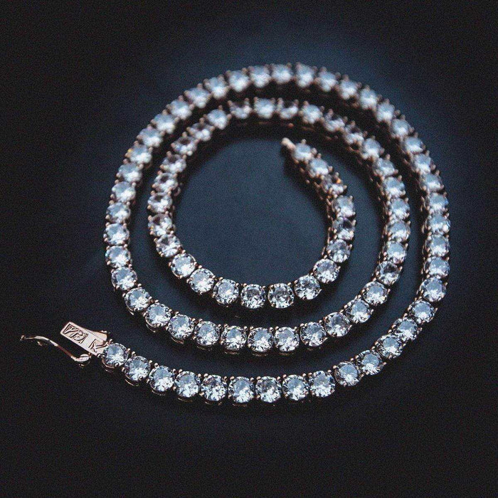 Round Cut Tennis Necklace in Rose Gold - 5mm - The GLD Shop