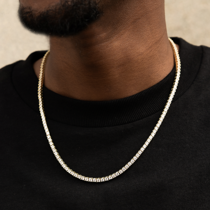 Round Cut Tennis Necklace in Yellow Gold - 3mm