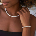 Diamond Tennis Necklace + Bracelet Bundle in White Gold- 5mm