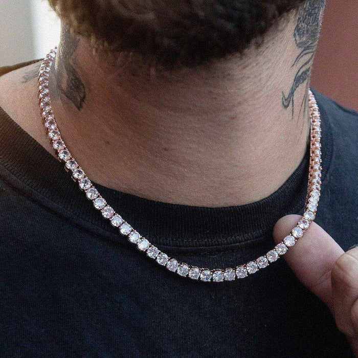 Round Cut Tennis Necklace in Rose Gold - 5mm - The GLD Shop