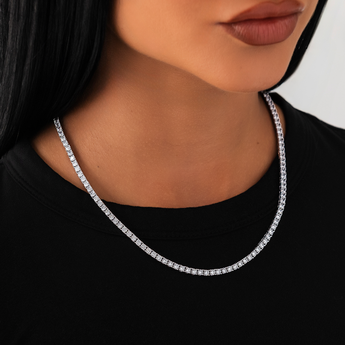 Diamond Tennis Necklace in White Gold- 3mm