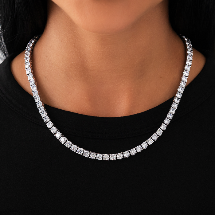 Diamond Tennis Necklace in White Gold- 5mm