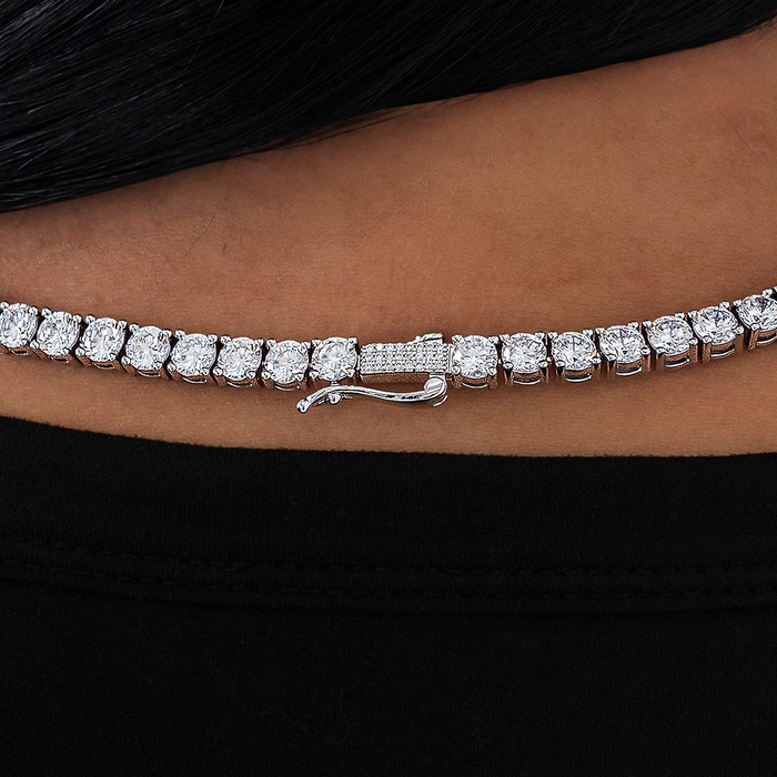 Diamond Tennis Necklace in White Gold- 5mm