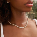 Diamond Tennis Necklace in Yellow Gold- 3mm