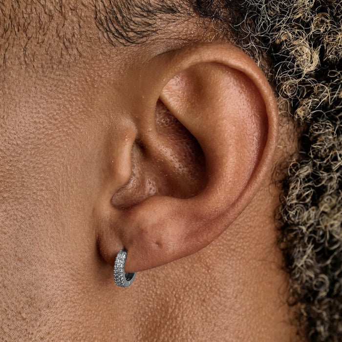 Double Row Hoop Earrings in White Gold
