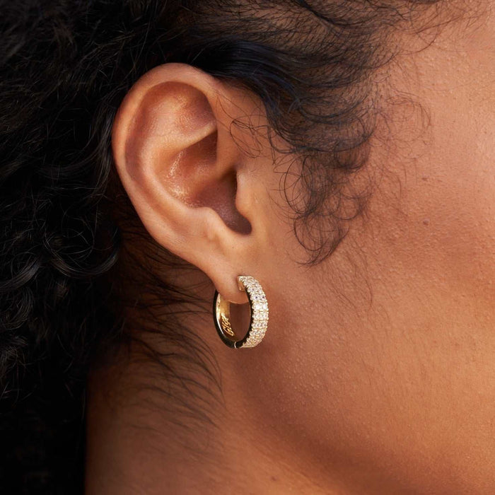 Double Row Hoop Earrings in Yellow Gold