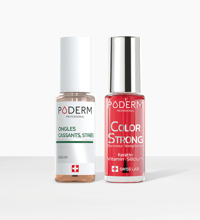 Duo kératine ongles mous et cassants Poderm sérum et vernis Color Strong