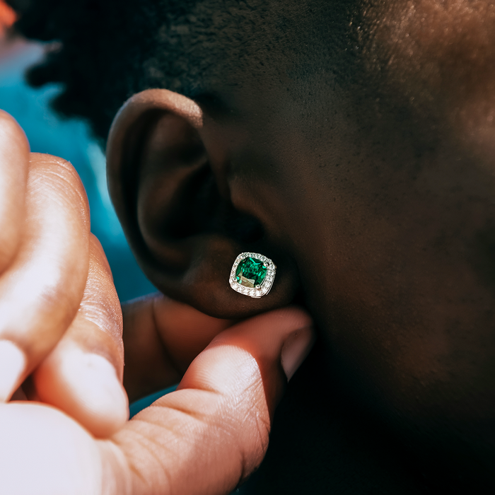 Emerald Cushion Cut Earrings