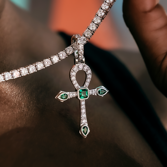 Emerald Stone Ankh Cross