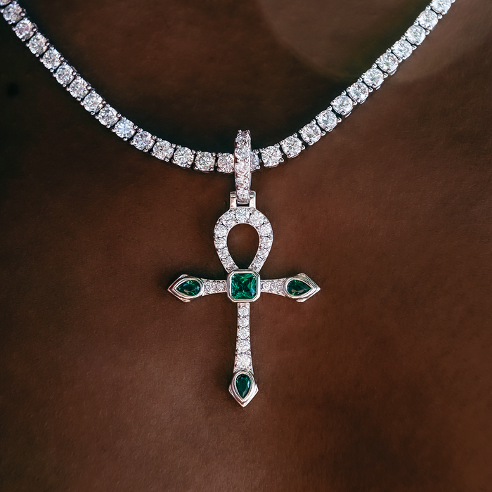 Emerald Stone Ankh Cross