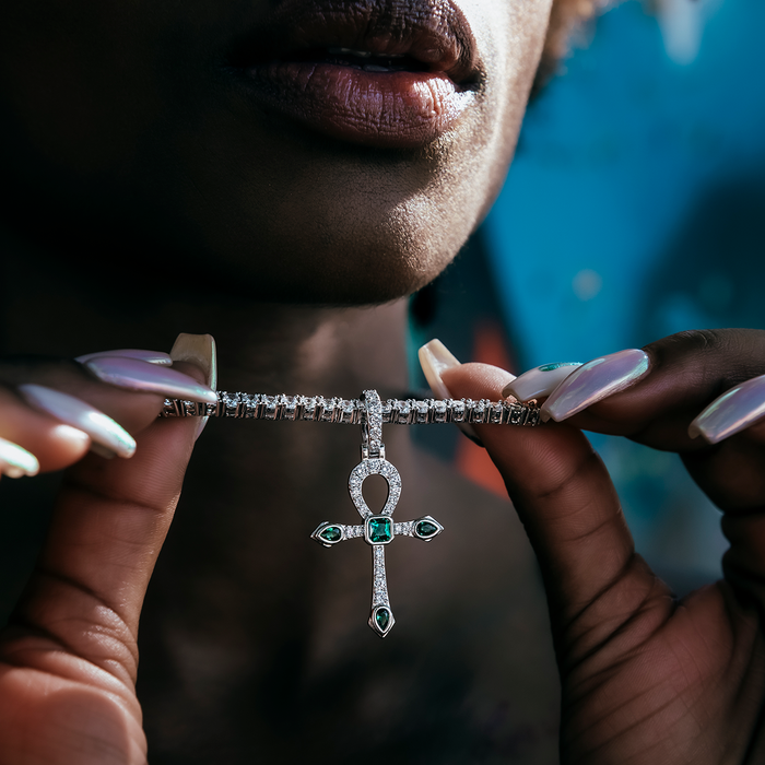 Emerald Stone Ankh Cross