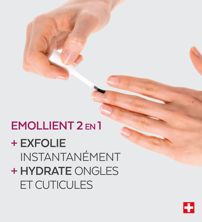 Texture du gel émollient cuticules Poderm transparente