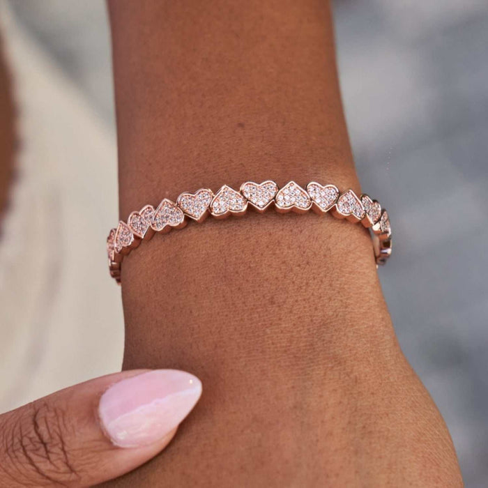 Eternity Heart Cuff Bracelet in Rose Gold