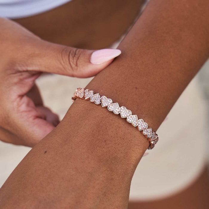 Eternity Heart Cuff Bracelet in Rose Gold