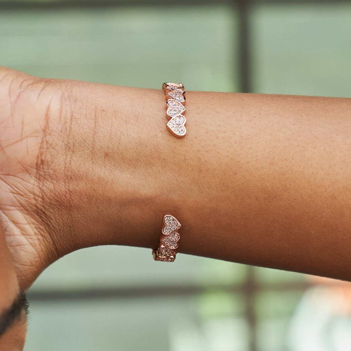 Eternity Heart Cuff Bracelet in Rose Gold