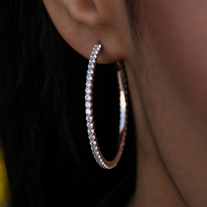 Eternity Hoop Earrings in Rose Gold-2MM