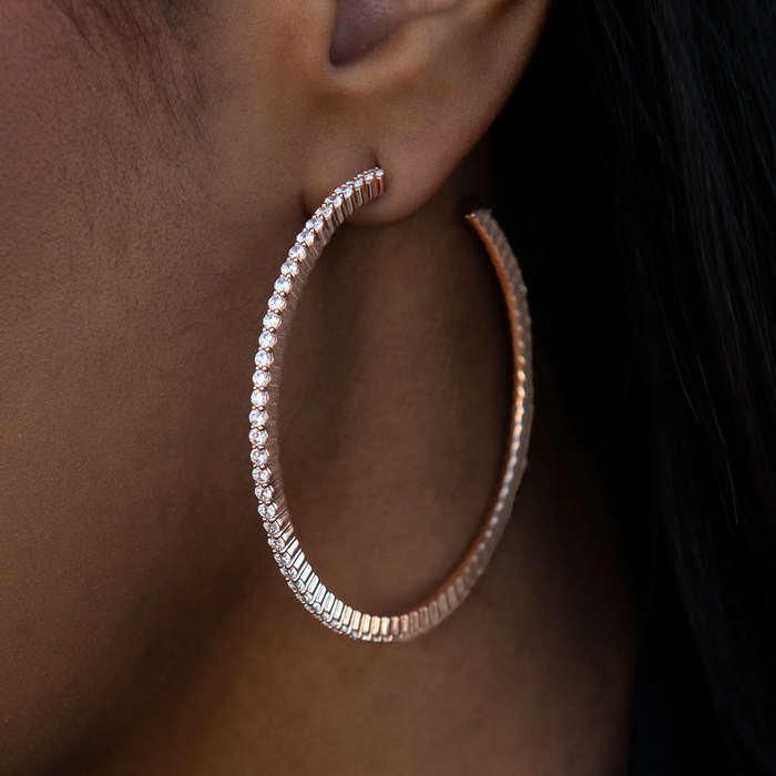 Eternity Hoop Earrings in Rose Gold-2MM