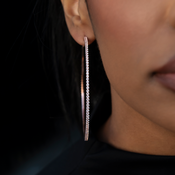 Eternity Hoop Earrings in Rose Gold-2MM