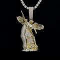 Extra Large Saint Michael Pendant in Yellow Gold