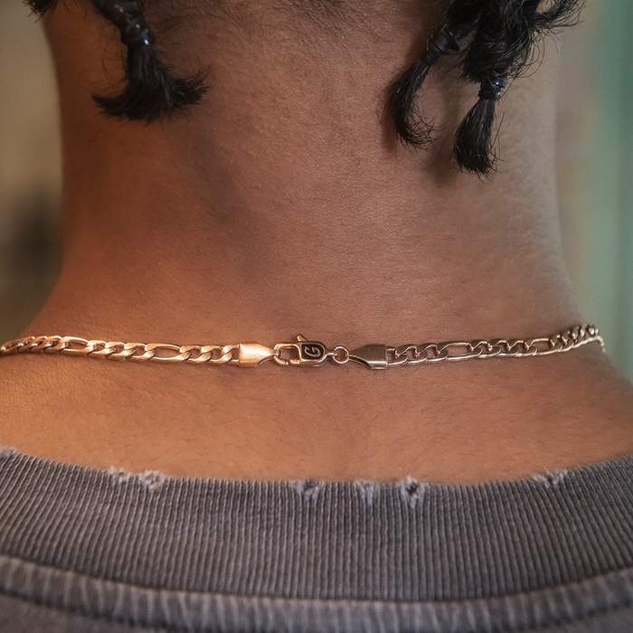Figaro Link Chain in Rose Gold- 4mm