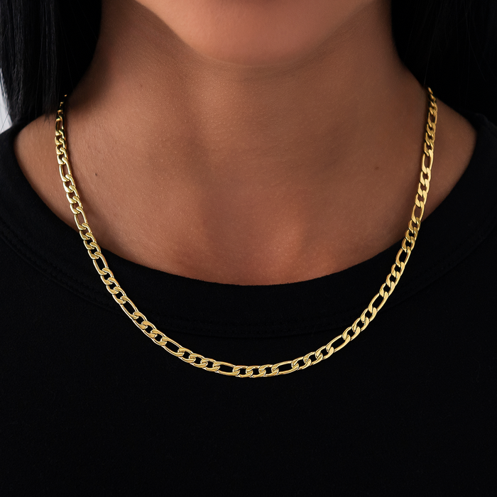 Figaro Link Necklace in Yellow Gold - 4mm